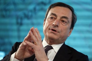 File photo of Bank of Italy Governor Mario Draghi speaking during a Future of Finance Initiative conference in Horsham, southern England