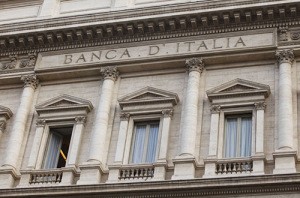 Italy's national bank, the Banca D'Italia building on Via Nazionale in Rome, Italy.. Image shot 2011. Exact date unknown.